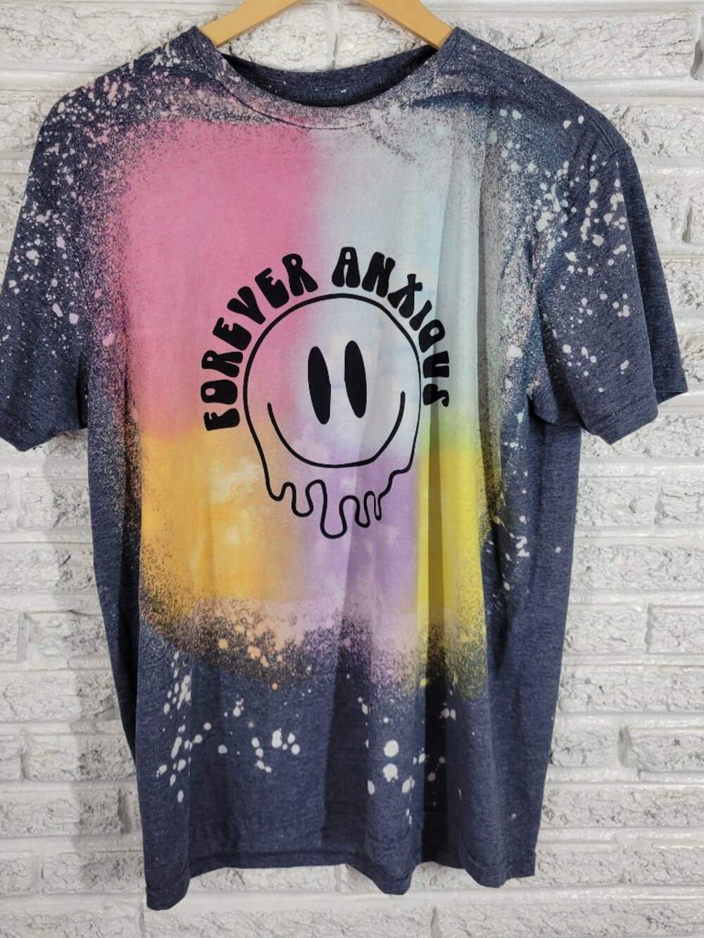 Forever Anxious Women's XL T-Shirt Paint Splatter Cotton Crew Neck NOV22XE